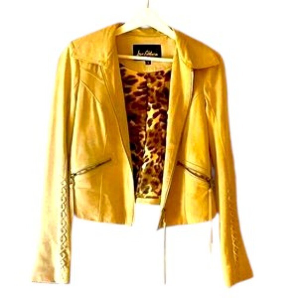 Sam Edelman leather fringe jacket Sz S